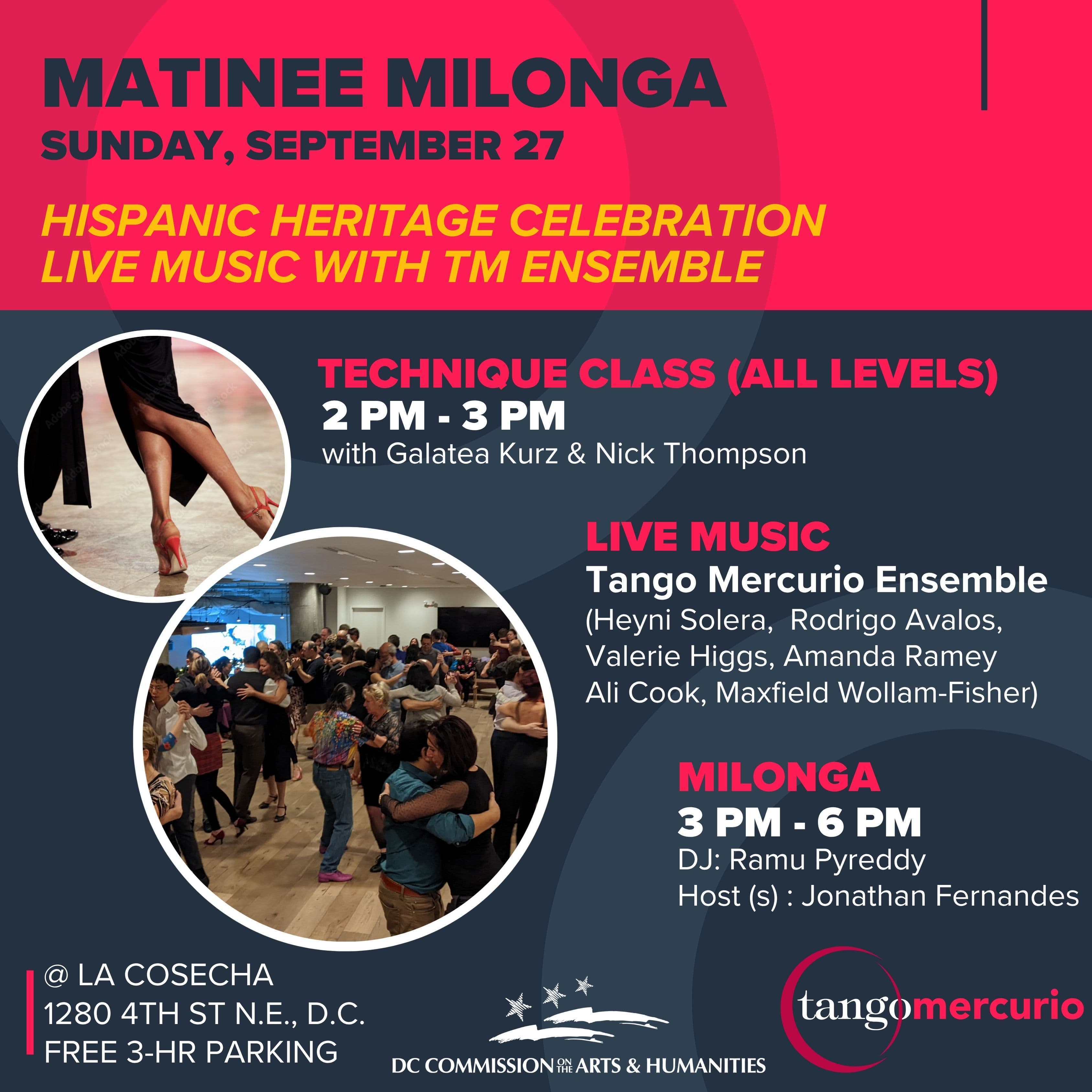 Matinee Milonga with Live Music (Hispanic Heritage Month Celebration)